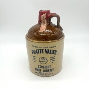 Vintage Platte Valley Straight Corn Whiskey Jug w/ Wax Seal 1974